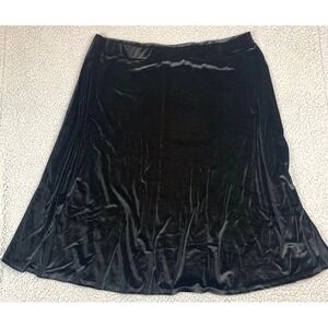J Lee Skirt Women's 2XL Black Velvet A-Line Midi Pull-On Stretch